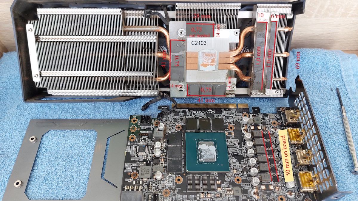 THERMAL PAD SIZES ON GIGABYTE – GeForce RTX™ 3060 GAMING OC 12G